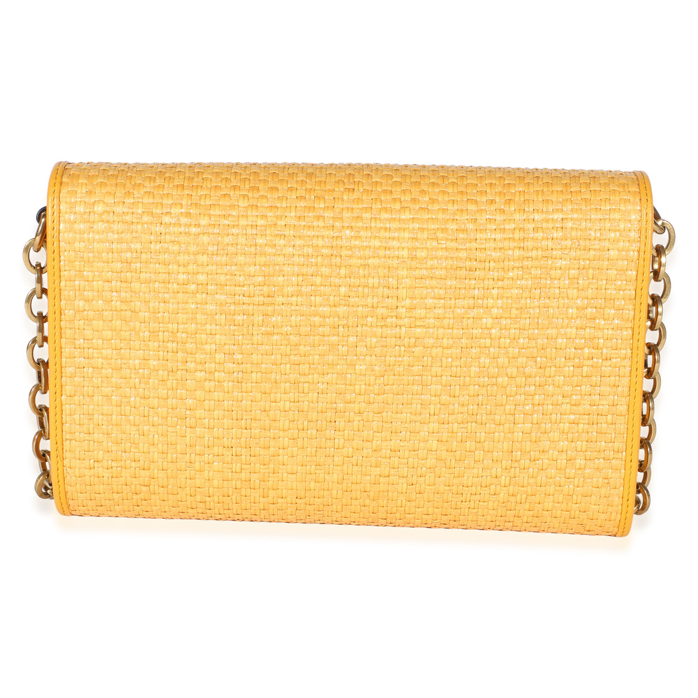 Gucci Yellow Raffia Azalea Calfskin Small Horsebit 1955 Chain Shoulder Bag - Picture 2 of 8